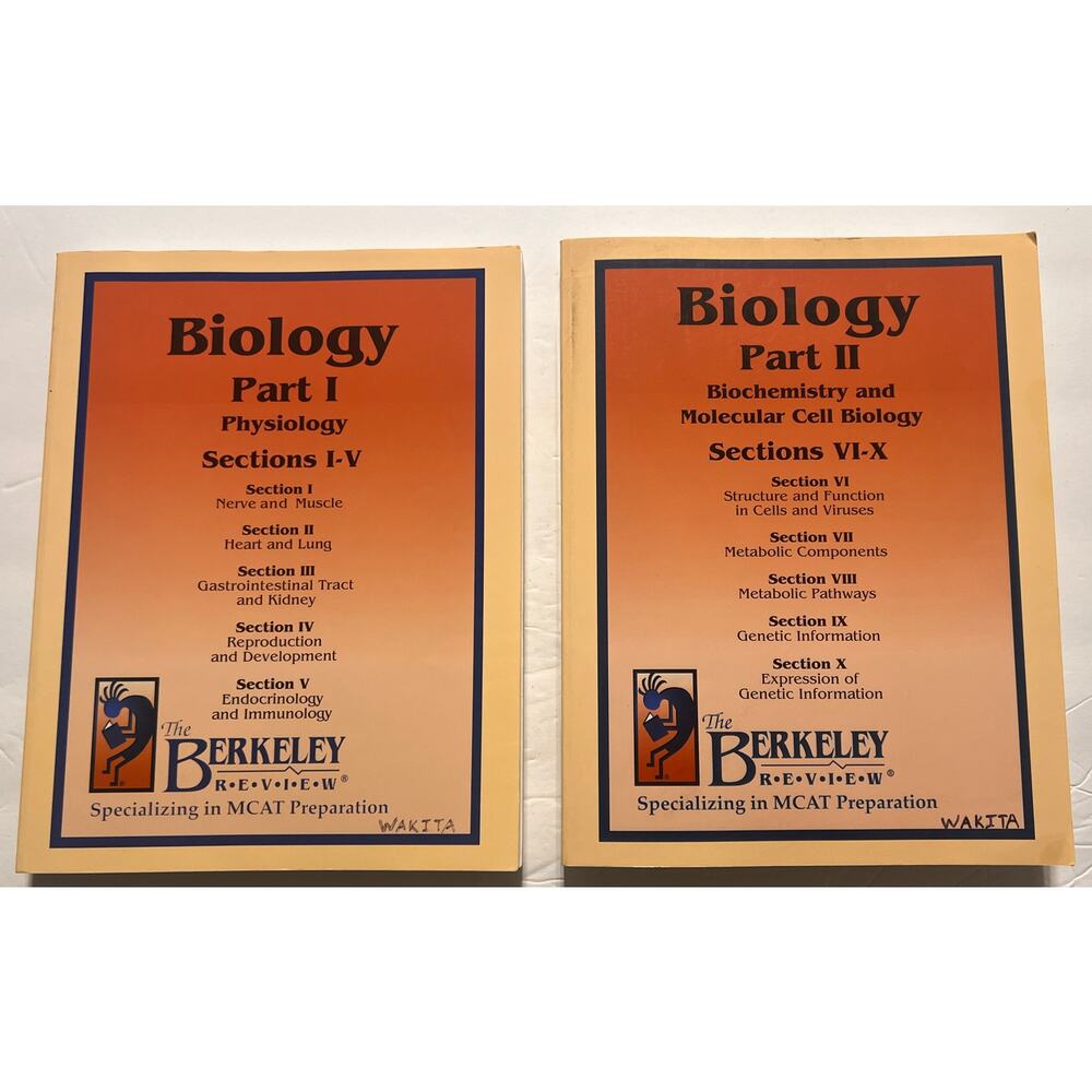 Berkeley Review MCAT Biology Part I & II Set Physiology Biochemistry Study Books